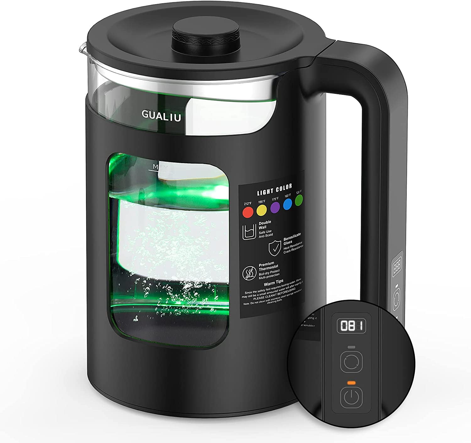 Electric Kettle，Smart Quiet Water Boiling Tea kettle Prevent Limescale
