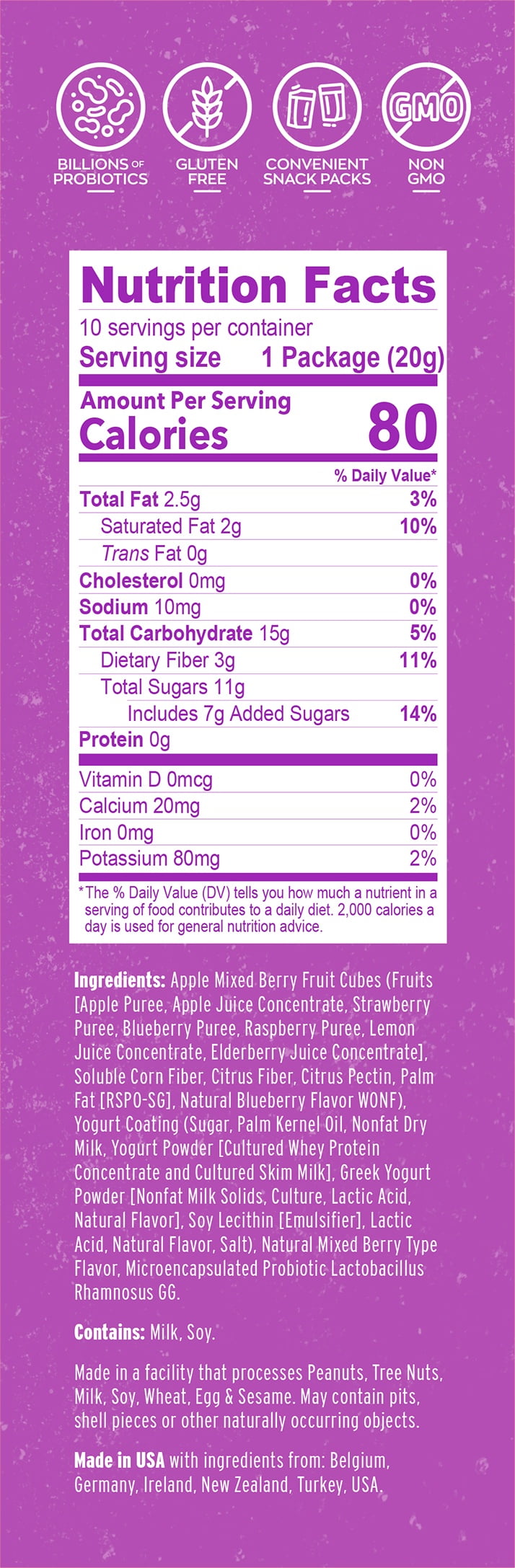 Yoggies Mixed Berry Probiotic 10CT