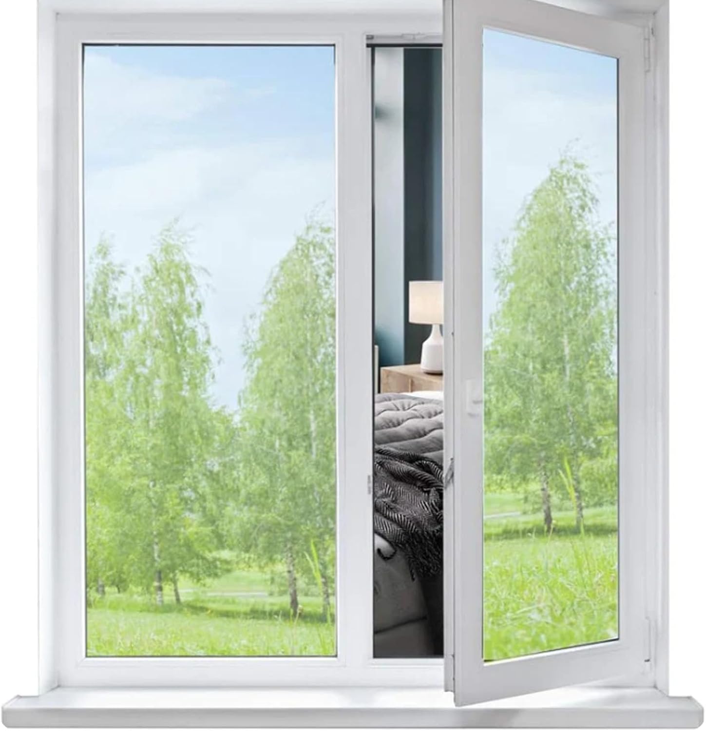 Privavue One Way Window Film, One Way Window Film Day and Night with Installation Tools, Privacy Silver Household Removable Window Tint for Home, No Trace, No Glue (XXL)