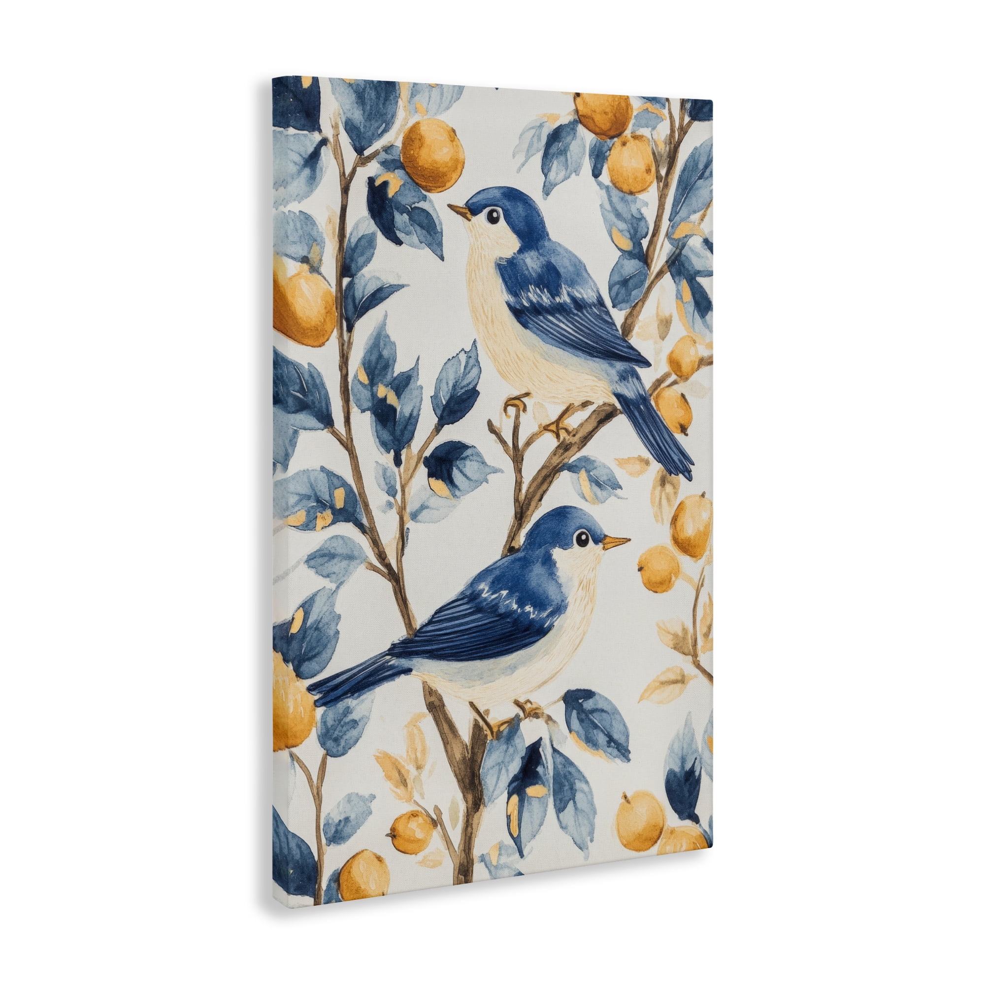 Stupell Industries Sweet Blue Birds on Lemon Branch Canvas Wall Art, design by Petal Prints Design