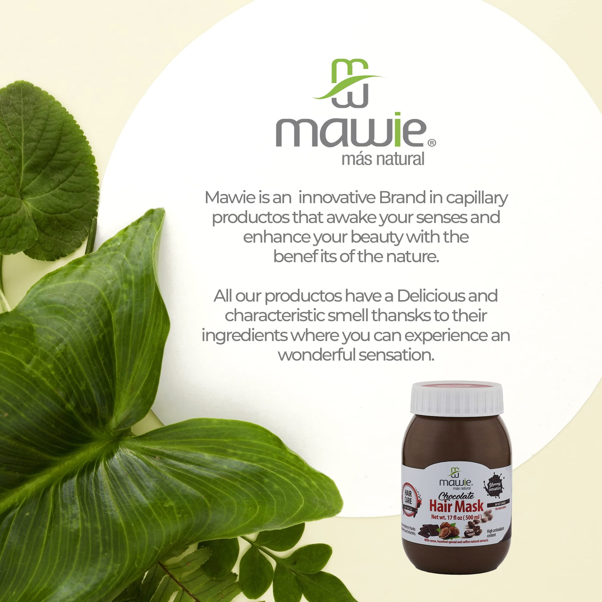 Mawie Chocolate Gourmet Hair Mask with Cocoa and coffee. Adds