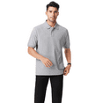 thumbnail image 3 of Zfeel Men's Casual Polo Shirt, 60/40 Cotton/Poly Blend, Short Sleeve Pique Knit with Collar, Granite, 4XL, 3 of 5