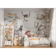 thumbnail image 4 of Mural personalizado de alta gama de Milofi, jirafa de selva tropical, papel tapiz de dibujos animados cálidos, decoración del hogar para habitación de niños, 4 of 5