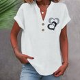 thumbnail image 4 of Otvok Womens Fashion Solid Button Shirt Female V-Neck Loose T-Shirt Blouse, 4 of 6