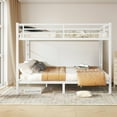thumbnail image 6 of Miniyam Queen over Queen Metal Bunk Bed with Guardrail & Dual Ladders,Black, 6 of 7