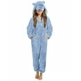 thumbnail image 4 of Girls Plush Fleece Onesies Jumpsuit Cute Warm Fuzzy Sherpa Romper Sleepwear One Piece Zip Up Hooded Playsuit Loungewear, 4 of 6