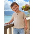 thumbnail image 4 of Cenuakty 3M-4T Baby Boy Summer T-Shirts Fashion Short Sleeve Round Neck Button Front Loose Tops for Kids, 4 of 9