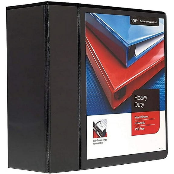 MyOfficeInnovations Heavy Duty 5" 3-Ring View Binder Black (24699) 82612