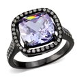 thumbnail image 1 of IP Black Stainless Steel Ring with AAA Grade CZ, Light Amethyst - Size 9, 1 of 1