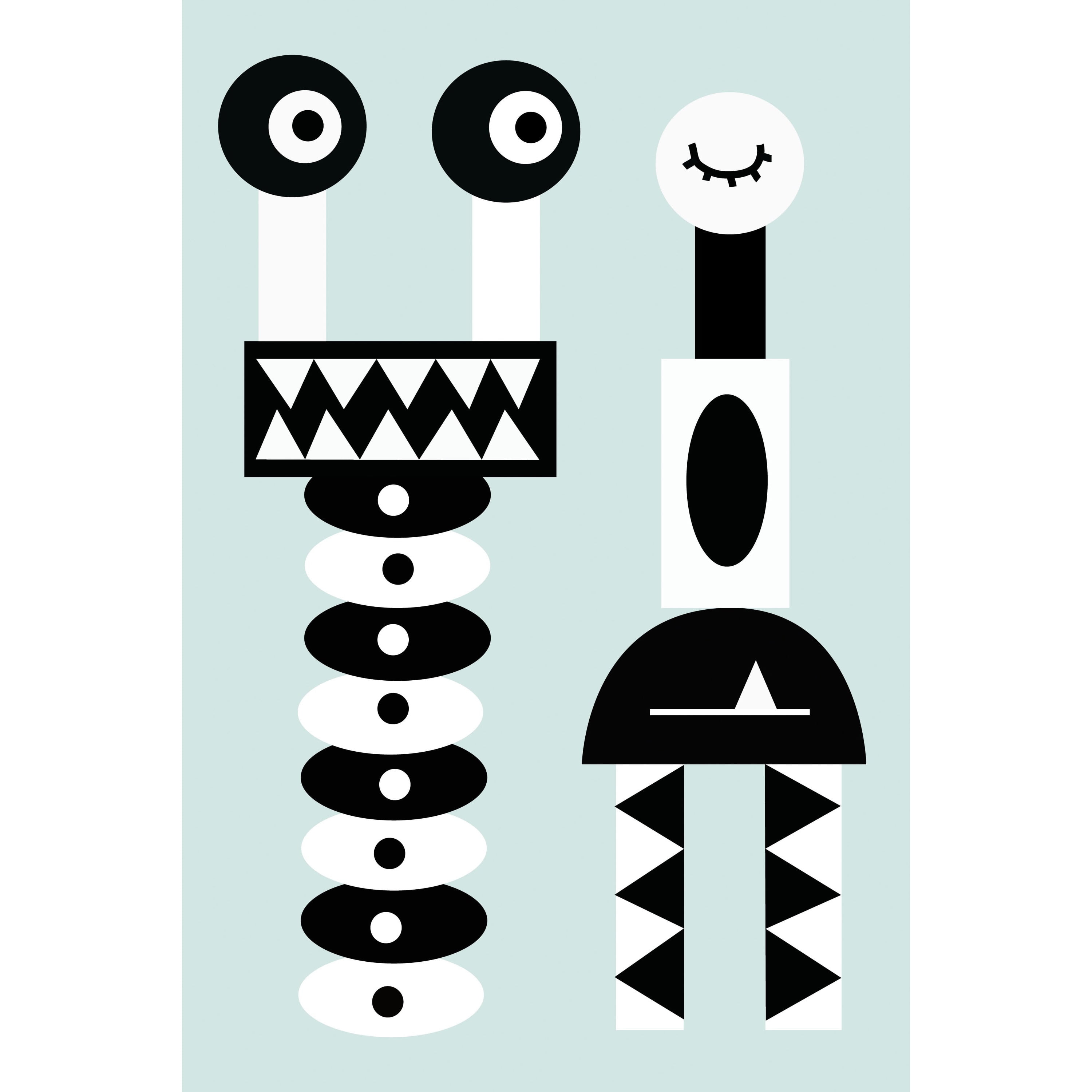 Marmont Hill "Robot Grin" by Katarina Snygg Painting Print on Wrapped Canvas