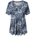 thumbnail image 4 of Pompotops Haut/chemise d'Été pour Femmes Grande Taille Mode Imprimé Boutonné Manches Courtes Col en V Liquidation, 4 of 5