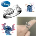 thumbnail image 2 of Disney-Anillo de plata 925 con dibujos animados, sortija ajustable de Lilo & Stitch, juguete Kawaii para niñas, joyería para mujer, regalo de cumpleaños, 2 of 4