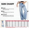 thumbnail image 4 of Women's High Waisted Ripped Straight Leg Denim Jeans with Distressed Knee Hole and Double Button Fly, Light Blue Washed Frayed Hem Long Pants, 4 of 7