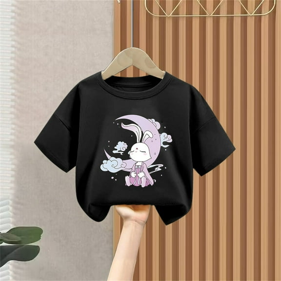 Bnwani Toddler Shirts Long Sleeve Cotton Black Crew Neck Thin Printed Tops 3-4t