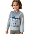 thumbnail image 3 of WhouRiu Toddler Boys Tshirts Long Sleeve Shark Print Casual T Shirt Children Comfy Soft Tee Clothes Gray,Sizes 3-4, 3 of 8