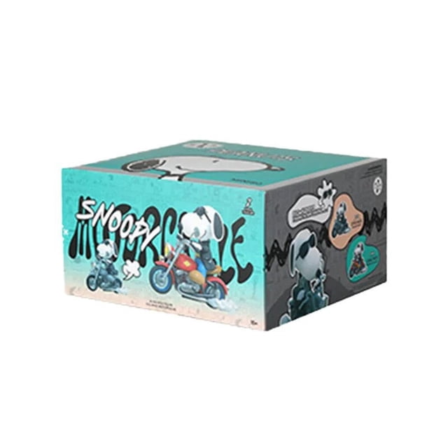 MINISO-caja ciega Snoopy y motocicleta, modelo de serie de animación, juguetes periféricos para niños, regalo de cumpleaños, adornos de moda clásicos