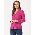 thumbnail image 3 of Camisa con cuello en V Allegra K Con botones y lunares en forma de Corazón para Mujer Rosa M, 3 of 5