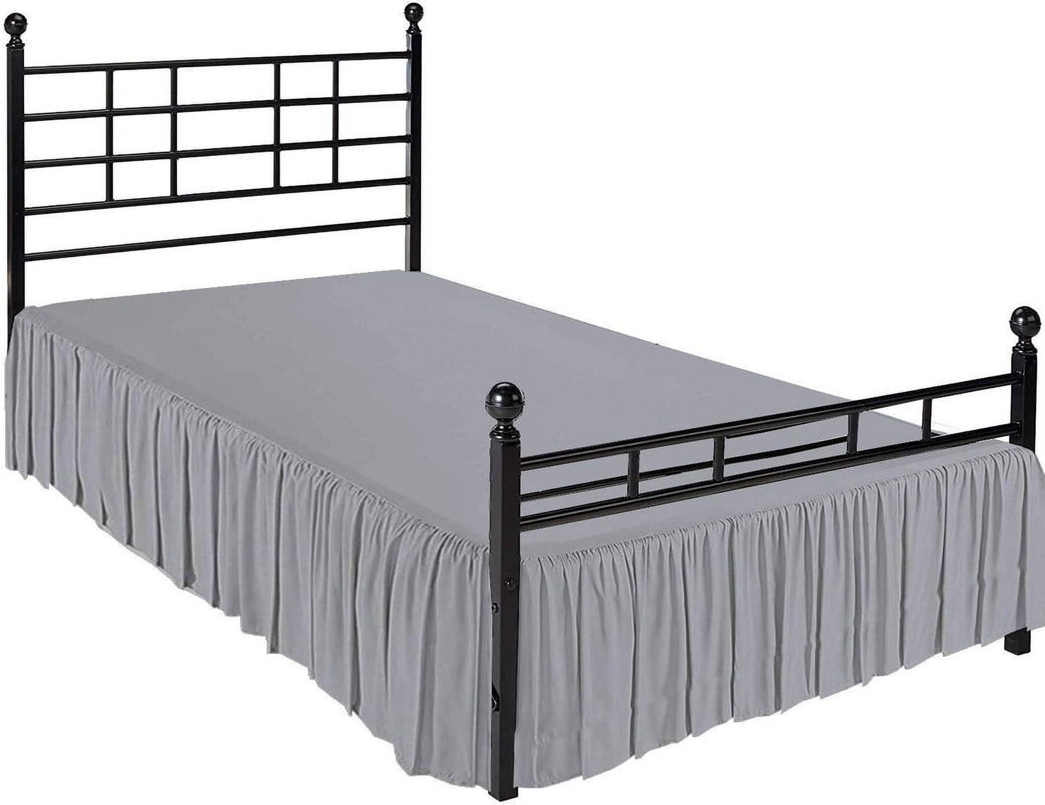 Split Corner Ruffle Bed Skirts, 12" Tailored Drop Bed Skirt, Dust Ruffle Bedskirt with Platform, 100% Microfiber, Extra Soft -Cal-King Size-Light Gray Solid