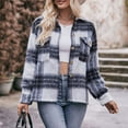 thumbnail image 6 of Herrnalise Womens Flannel Shacket Jacket Casual Plaid Wool Blend Button Down Long Sleeve Shirt Fall Clothes Outfits 2024 Blue,L, 6 of 9