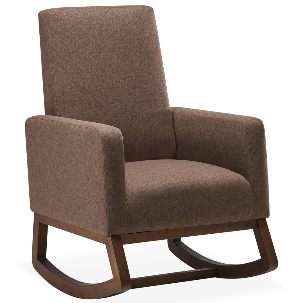 BELLEZE Modern Rocking Chair Upholstered Fabric/ Faux Leather High Back