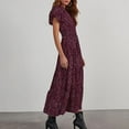 thumbnail image 5 of Women's 2024 Summer Casual Flutter Puff Sleeve Boho Floral Maxi Dress V Neck Smocked Tiered Long Dresses, 5 of 9