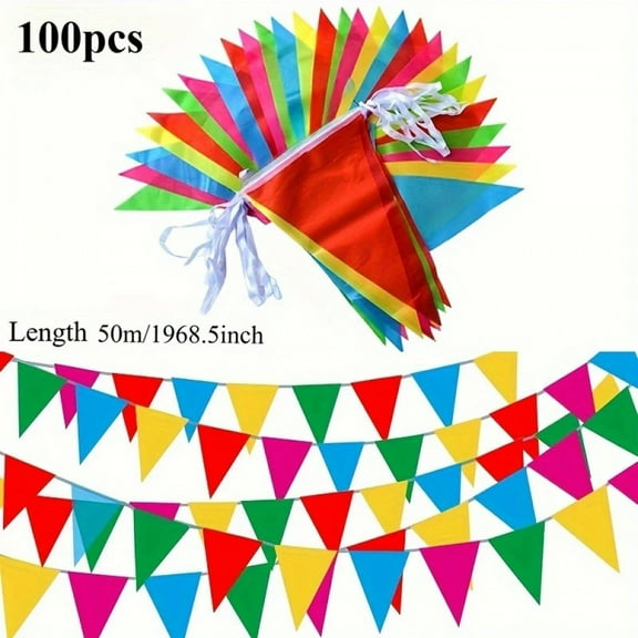 Flags Colorful Pennant Banner Flags Triangle Flags, Garland for Theme Birthday Party, Outdoor Event Anniversaries
