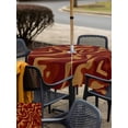 thumbnail image 6 of Square Outdoor Tablecloth with Umbrella Hole Brown Abstract Line Outside Table Cloth Waterproof Patio Table Cover Geometric Distortion Texture Fluid Art Zipper Tablecloths for Picnic 54x54 Inch, 6 of 8