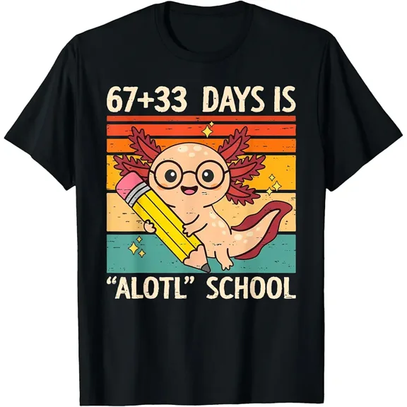 67 33 Days is Alotl School Axolotl 100 Days of School Kids T-Shirt