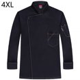 thumbnail image 2 of Chef uniforme poliéster manga larga otoño cálido delantal delantal con bolsillos delanteros Catering Cómodas bandas de sudor para la barra de café Negro 4xl sidaley LF000326-06, 2 of 7