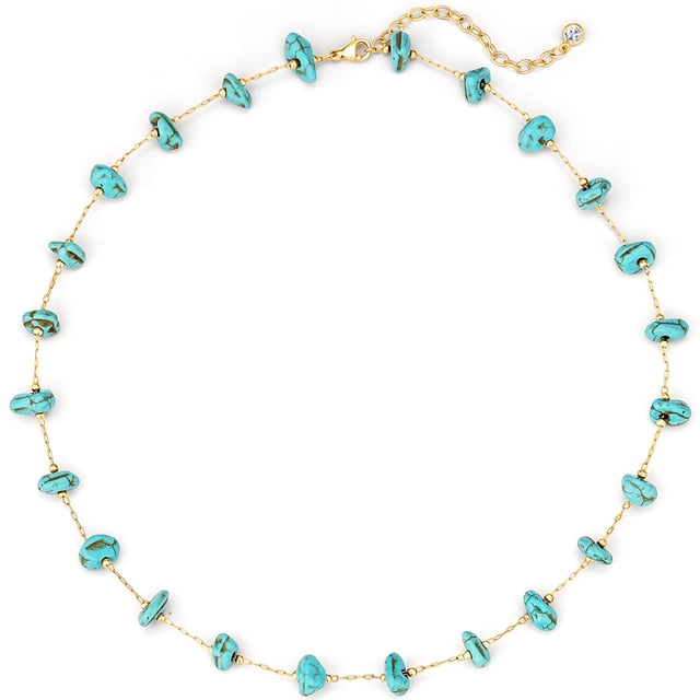 Collar LADYGD Turquesa Chapado en Oro 14K Choker 40 cm