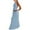 Blue, variant on Women's Elegant Chiffon Pleated Maxi Skirt Set - High Neck Crop Top with Wooden Bead Detail