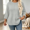 thumbnail image 2 of SuTry Plus Size Women's Sweatshirt Crew Neck 3/4 Sleeve Quilted Pullover with Curved Hem for Casual Fall Days and Cozy Lounging, 2 of 8