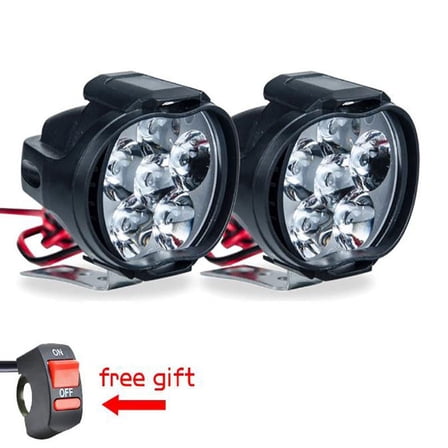 1 LED Motorcycle Headlight White Super Bright 6 LED Work Spotlight