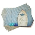 thumbnail image 1 of Ambesonne Nautical Place Mats Set of 4, Marine Starfish, Standard Size, Blue White, 1 of 6