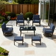 thumbnail image 4 of ALAULM 6-Seat Aluminum Patio Furniture Set, Outdoor Patio Conversation Set with Rectangular Metal Coffee Tables and 5.1" Cushions for Patio Backyard Poolside，Navy Blue, 4 of 8