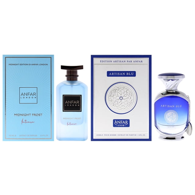 Anfar Kit by Anfar for Unisex - 2 Pc Kit 3.4oz Artesan Edition - Blue Extrait De Parfum Spray, 3.4oz Midnight Edition - Midnight Frost Intense Extrait De Parfum Spray