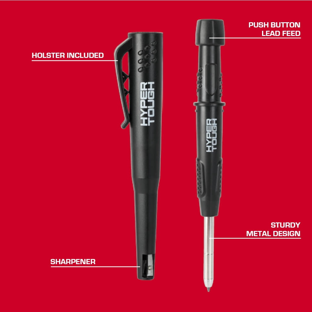 Hyper Tough Mechanical Carpenter Pencil with Pencil Sharpener and Case