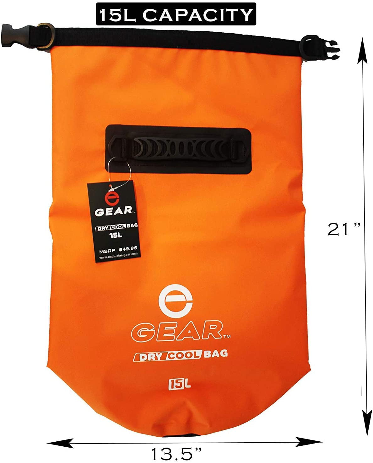 Enthusiast Gear Dry Bag Cooler - Roll Top, Insulated, Leak Proof,  Collapsible, Waterproof - 15L