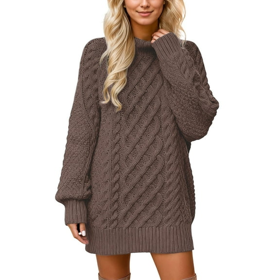 Sweaters for Women Winter Clothes for Women Knit Pullover Sweater Oversized Soft Comfortable Casual Turtleneck Top Cozy Winter Fall Loose Fit Yarn Long Sleeve