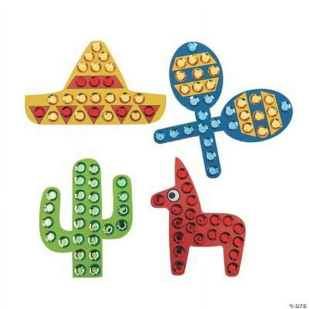 Fun Express Fiesta Adhesive Jewel Mosaic Multi-color Cinco de Mayo Party Favors, 12 Count