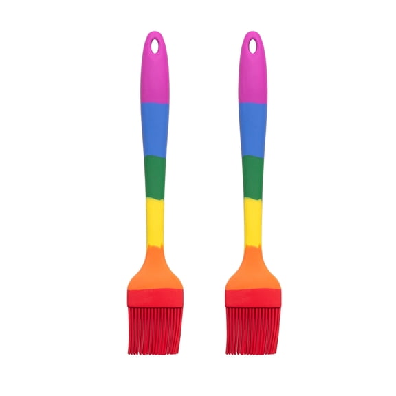 HIC Kitchen Rainbow Non-Stick Pastry Brush, Heat-Safe Silicone With Iron Core, 8.5-Inch, Set of 2