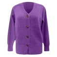 thumbnail image 3 of larppty Cardigan Sweaters for Women 2025 Fall Fashion Long Sleeve Heart Button Down Trendy Winter Sweater Jacket Knitwear (Purple, L), 3 of 3