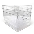 thumbnail image 1 of Isaac Jacobs 3-Pack Large Clear Storage Bins with Handles, Plastic Organizer for Home, Room, Office, Fridge, Kitchen/Pantry Non-Slip Container Set, Food Safe, BPA Free (3-Pack, Large), 1 of 10