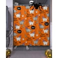 thumbnail image 3 of Halloween Cute Cat Shower Curtain Set ，Waterproof Fabric Shower Curtains Vintage Ghost Broom Orange Decoration Shower Curtains for Bathroom,Bathroom Decor 60"x72", 3 of 6