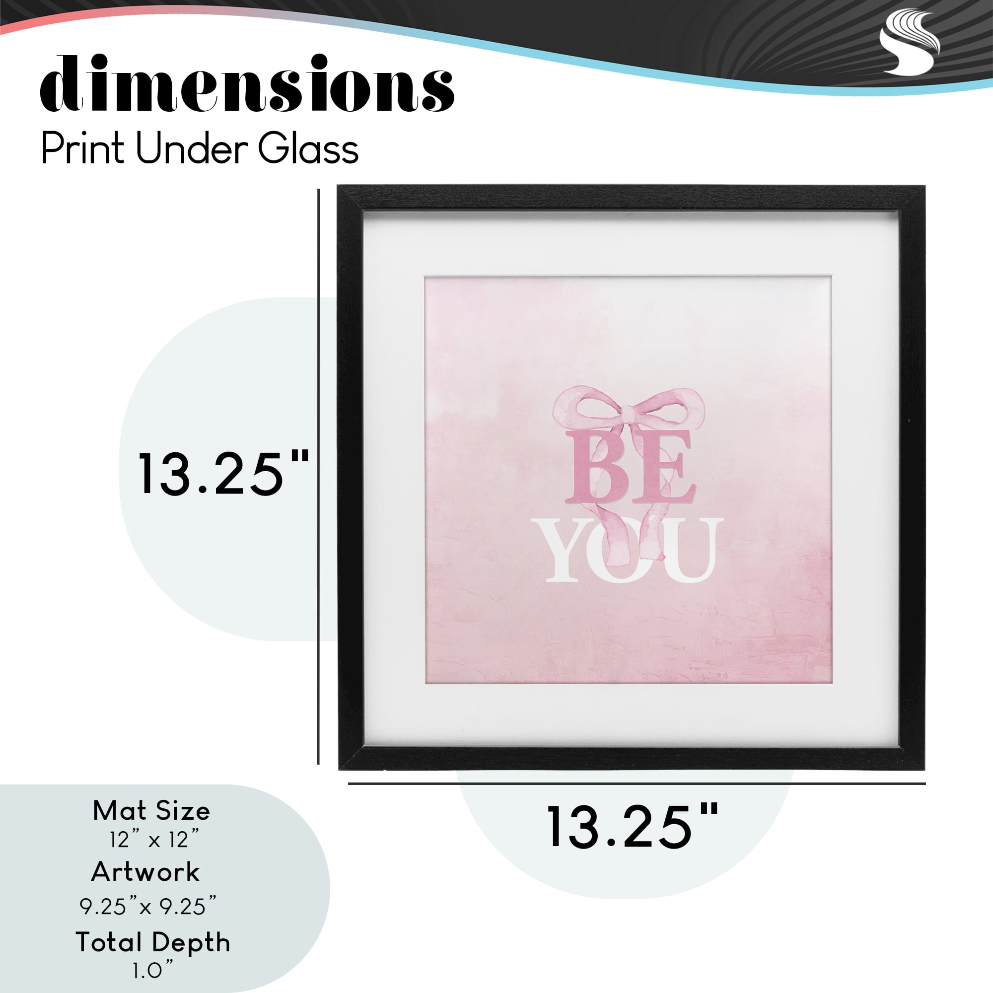 Feminine Be You Pastel Black Framed Print Under Glass, design by Kim Allen