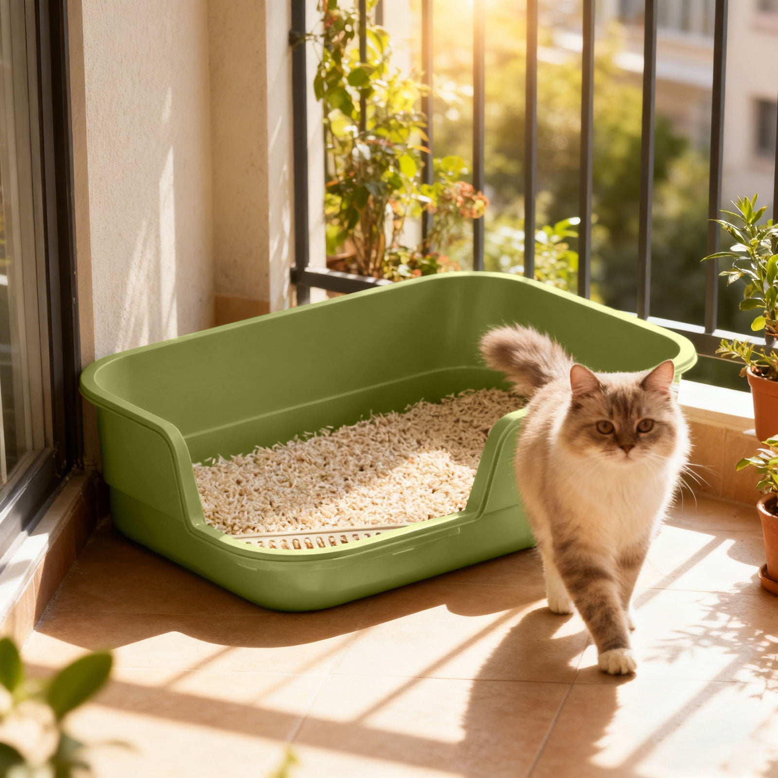 Extra Large Cat Litter Box Semi Enclosed High Edge Anti Scatter Durable Easy Clean Indoor Cats Multi Pet Households Tray
