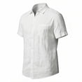 thumbnail image 2 of Men's Linen Short Sleeve Casual Shirt - Loose Fit Hawaiian Button Down, 2 of 6
