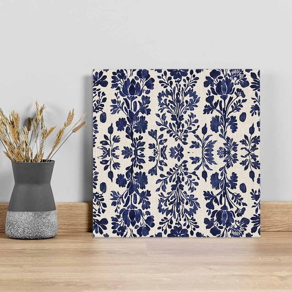 Blue Spring Floral Wall Art Painting on Canvas, Summer Botanical Farmhouse Rustic Canvas Art Home Prints Wall Art Framed Modern Artwork for Living Room Bedroom Wall Decor 8x8in