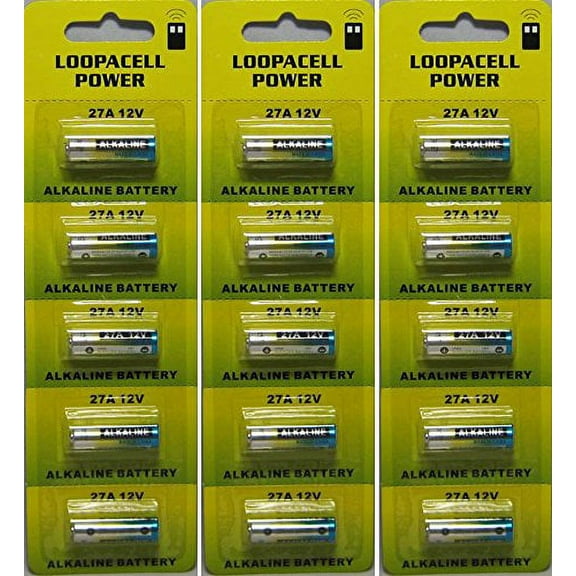 15 Loopacell A27 12 Volt Batteries MN27 27AE 23-279 GP27 27A 27GA
