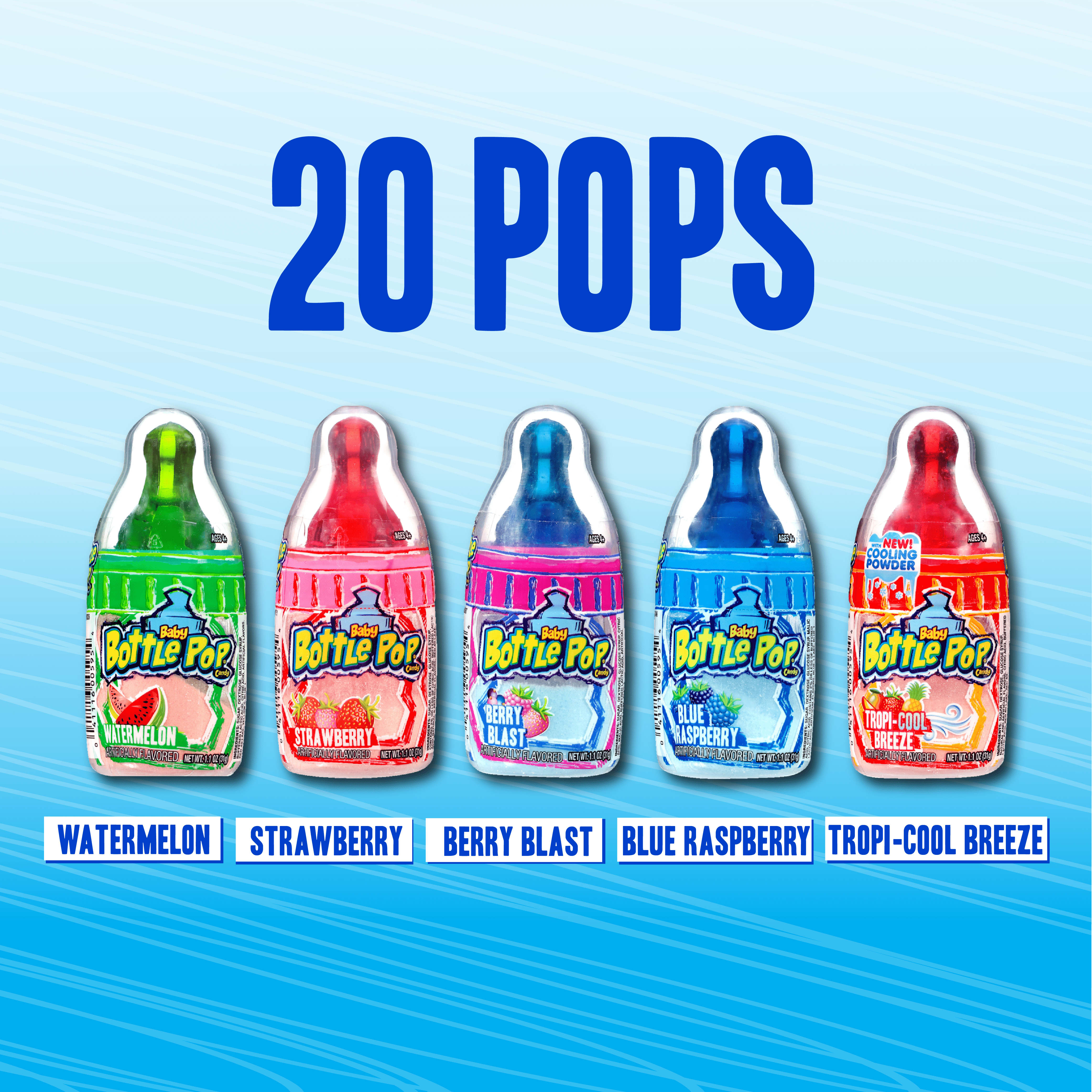 Baby Bottle Pop, Candy Lollipops, Assorted Fruity Flavors, Sucker Candy, Bulk Variety Pack, 17.0 oz, 20 Count